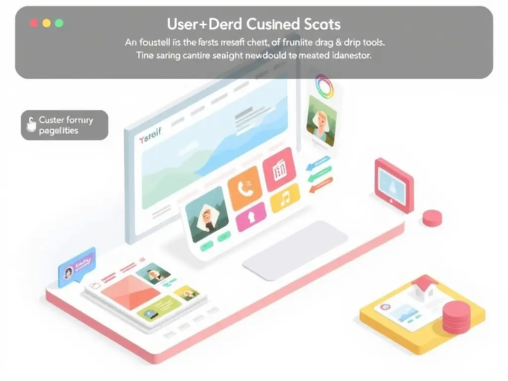 A clean, modern website interface showcasing the drag-and-drop functionality of the 4dge Technology AI Website Builder, with various elements being moved and customized.