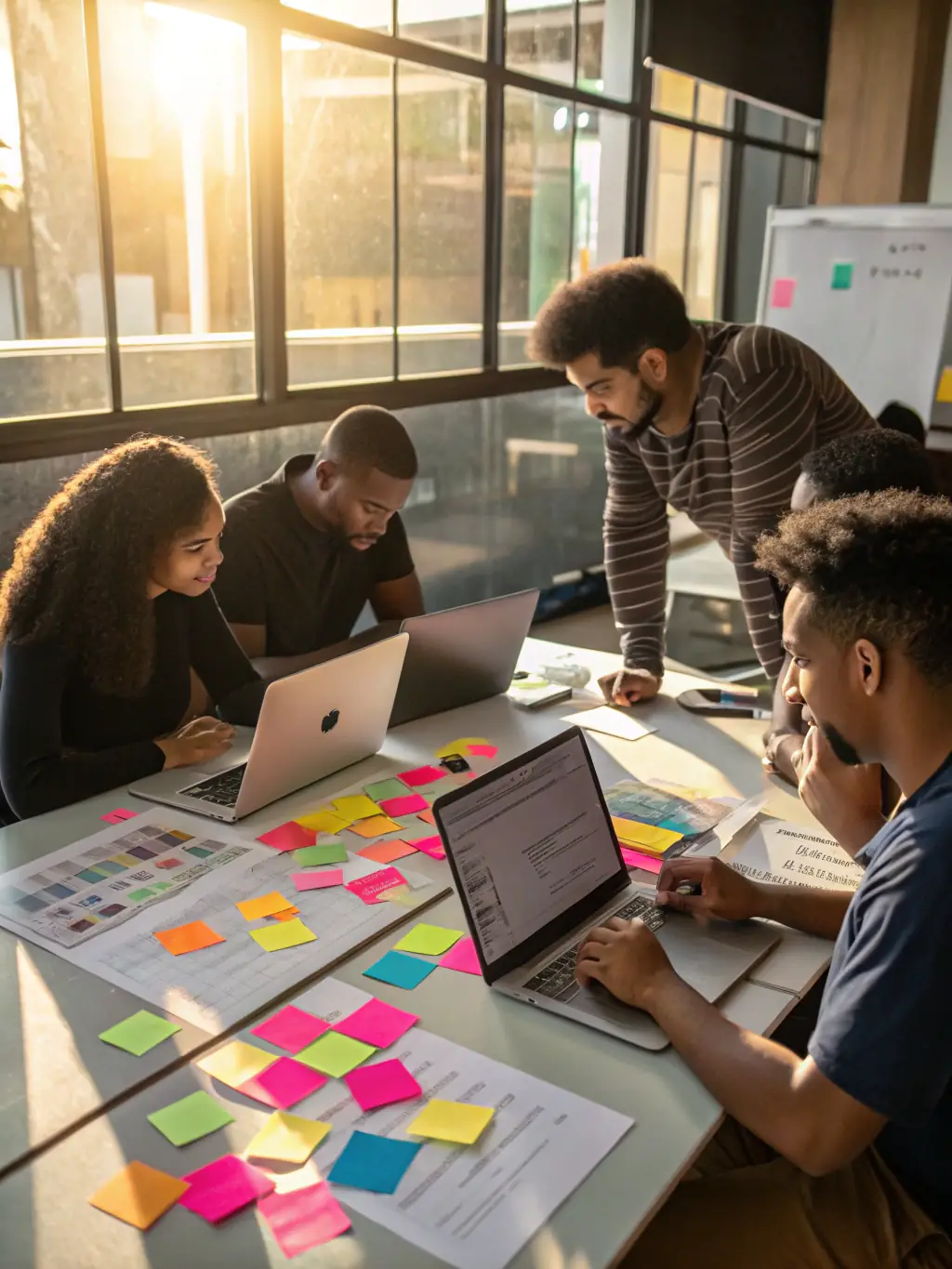 A diverse team of web developers collaborating on a project, showcasing the expertise and dedication of 4dge Technology.